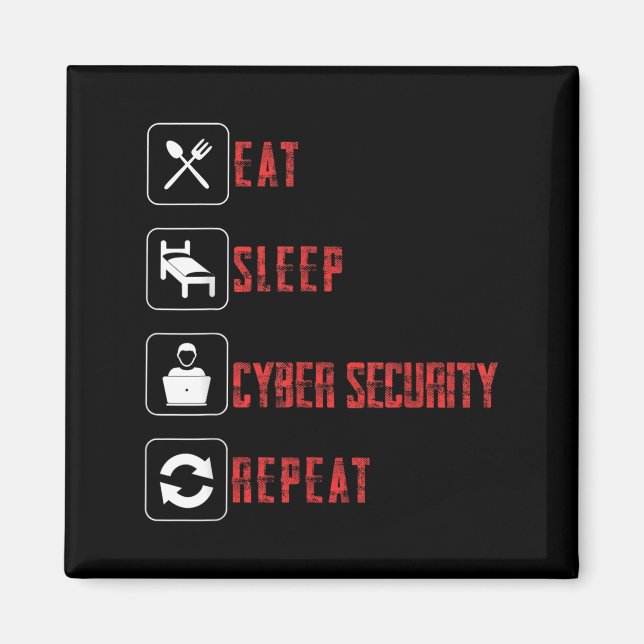 Imán Eat Sleep Cyber Security Repetir Hacker Ético (Frente)