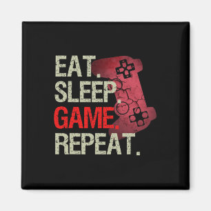 Imán Eat Sleep Game Repeat Gamer Video Games Gift Bots