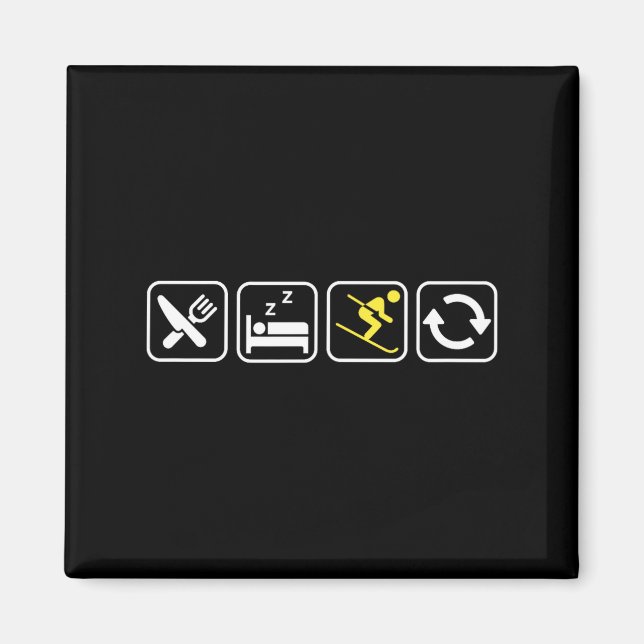 Imán Eat Sleep Ski Repeat _ Skiing Lovers _ Skiers _ Wi (Frente)