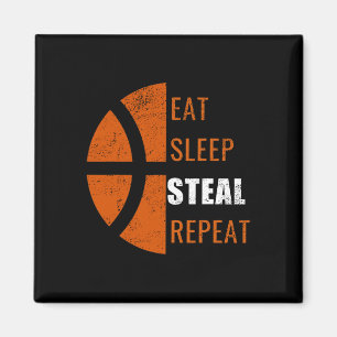Imán Eat Sleep Steel Repeat Fun Basketball Men Ki