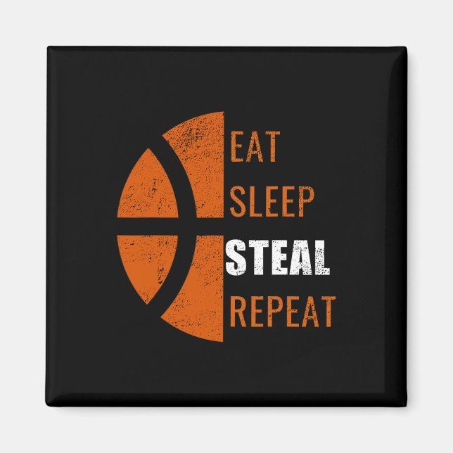 Imán Eat Sleep Steel Repeat Fun Basketball Men Ki (Frente)