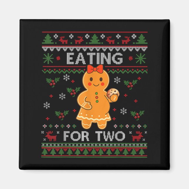 Imán Eating For Two Pregnancy Announcement Ugly Sweater (Frente)