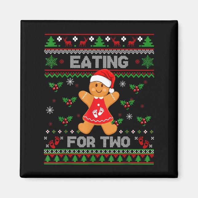 Imán Eating For Two Pregnancy Announcement Ugly Sweater (Frente)