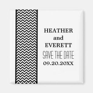 Imán Ebony Chevron Border Save the Date Magnet