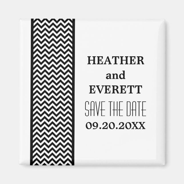 Imán Ebony Chevron Border Save the Date Magnet (Frente)