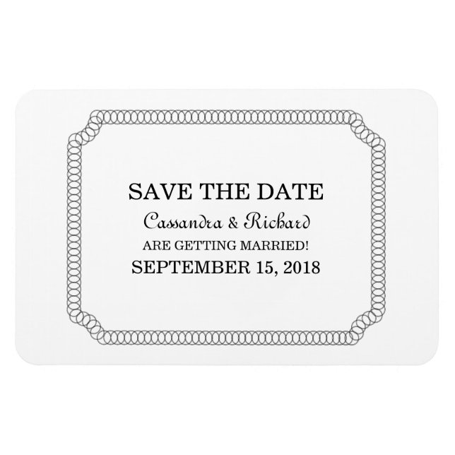 Imán Ebony Encircled Ticket Save the Date Magnet (Horizontal)
