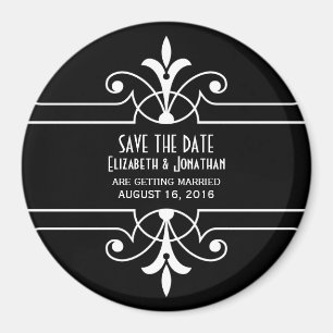Imán Ebony Fancy Ornamental Save the Date Magnet