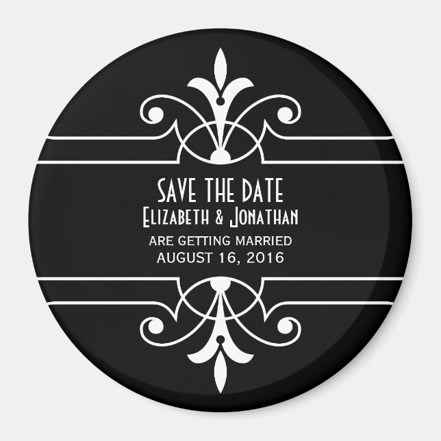 Imán Ebony Fancy Ornamental Save the Date Magnet (Frente)