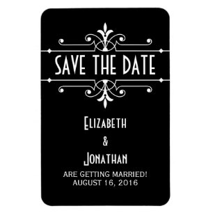 Imán Ebony Fancy Ornamental Save the Date Magnet
