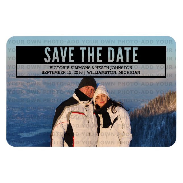 Imán Ebony Modern Cut Out Save the Date Magnet (Horizontal)