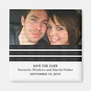 Imán Ebony Triple Stripe Photo Save the Date Magnet