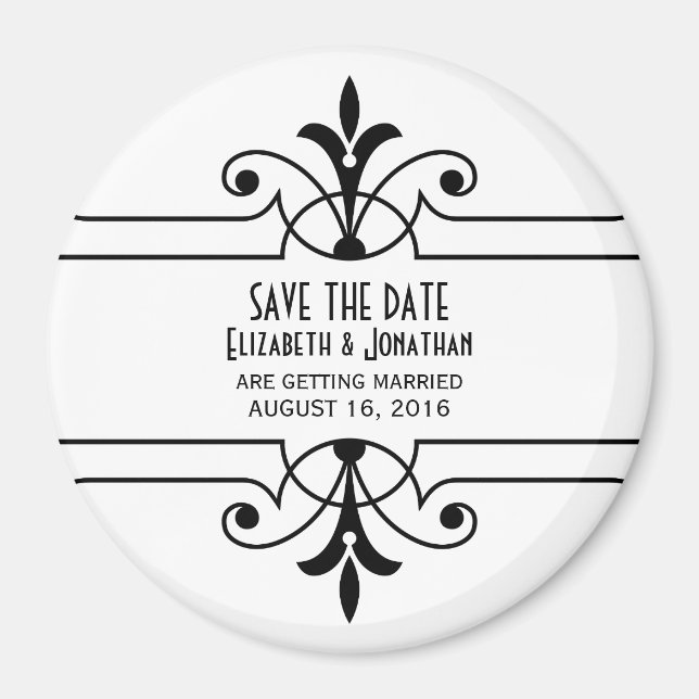 Imán Ebony v2 Fancy Ornamental Save the Date Magnet (Frente)