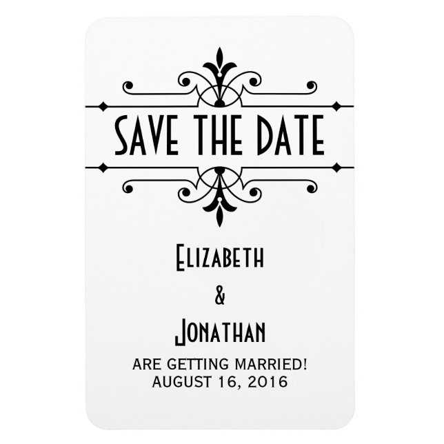 Imán Ebony v2 Fancy Ornamental Save the Date Magnet (Vertical)