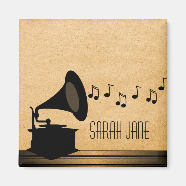 Imán Ebony Vintage Gramophone Magnet (Frente)