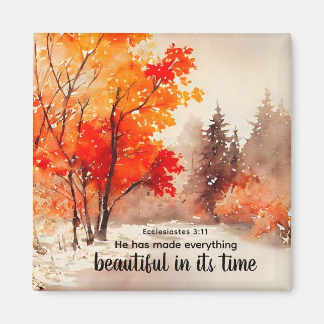 Imán Ecclesiastes 3:11 Biblia Verse Fall Watercolor (Frente)
