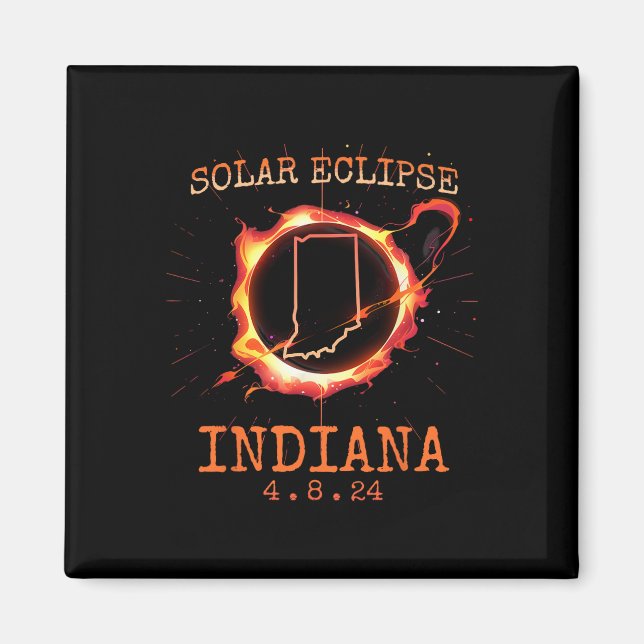 Imán Eclipse 2024 Indiana State Totality Usa Path Souve (Frente)