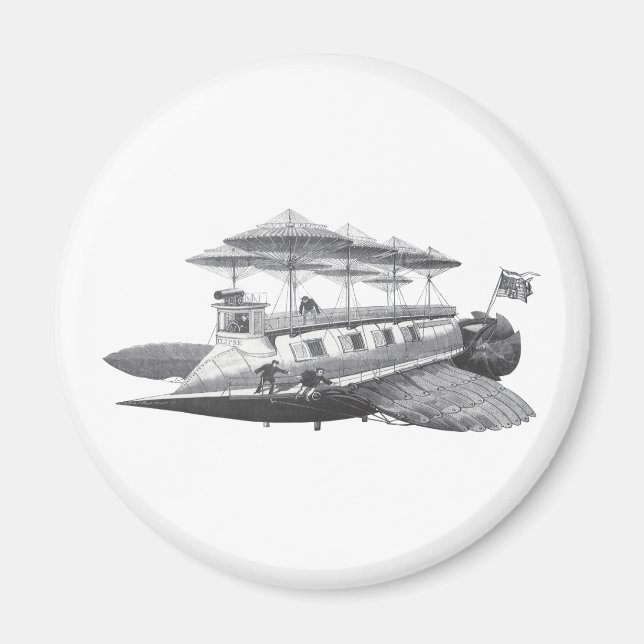 Imán Eclipse de barco Steampunk de ciencia ficción vint (Frente)