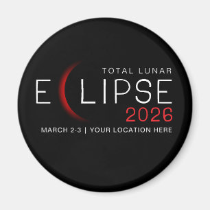 Imán Eclipse Lunar 2026 Ubicación Personalizada Conmemo