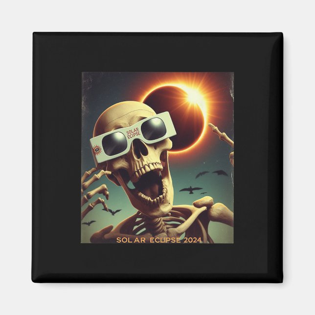 Imán Eclipse solar 1 de selfie de esqueleto para niños (Frente)