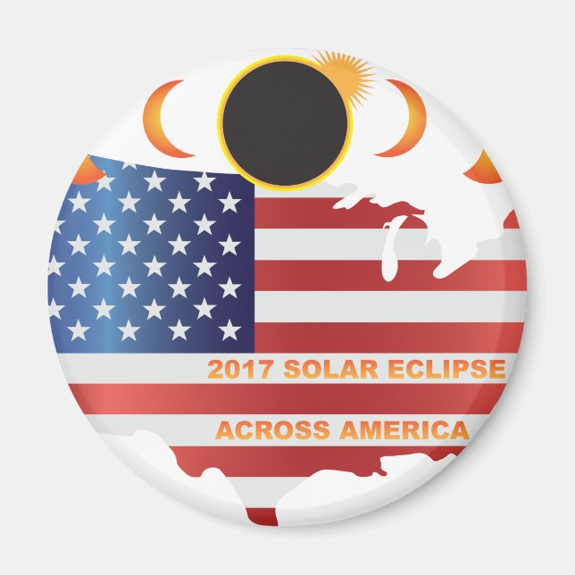 Imán Eclipse solar 2017 en el Ilustracion de mapas de E (Frente)