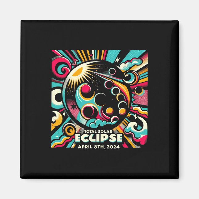 Imán Eclipse solar 2024 04.08.24 Eclipse Mens Womens Ki (Frente)