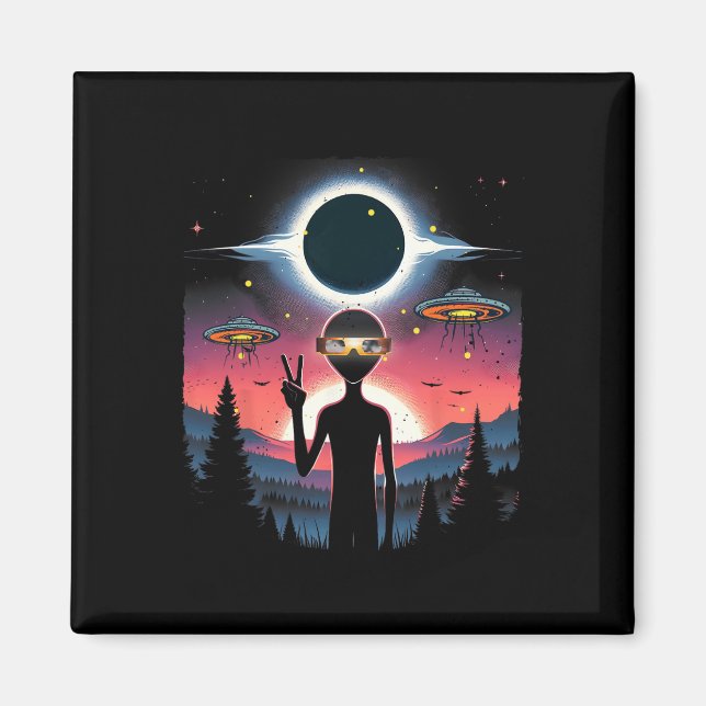 Imán Eclipse solar 2024 Alien Abril 8 América Totalidad (Frente)
