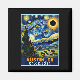 Imán Eclipse solar 2024 Austin Texas Van Gogh Starry Ni