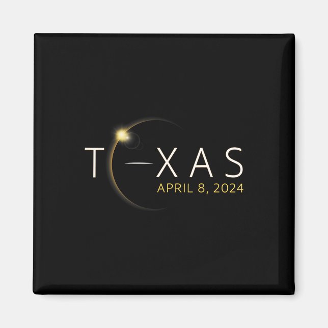 Imán Eclipse solar 2024 Eclipse solar total de Texas (Frente)