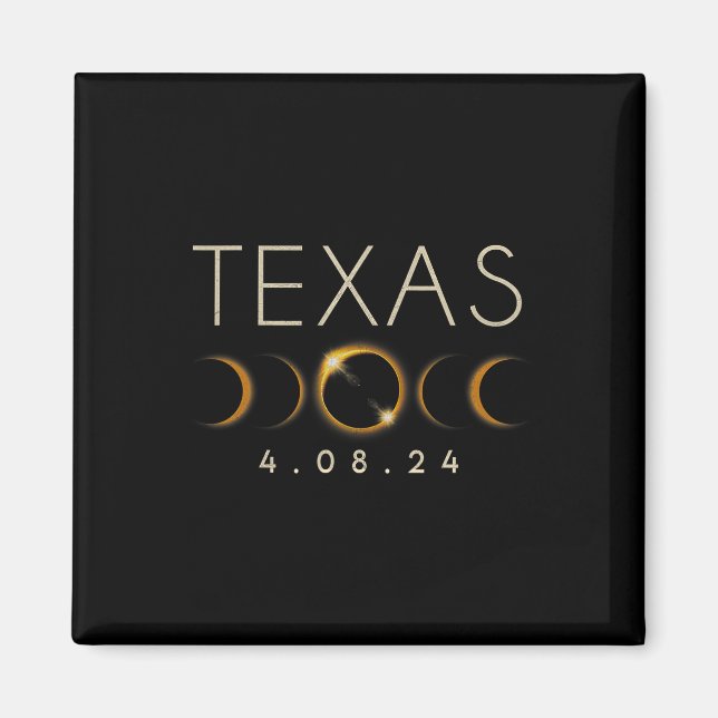 Imán Eclipse solar 2024 Eclipse solar total de Texas (Frente)