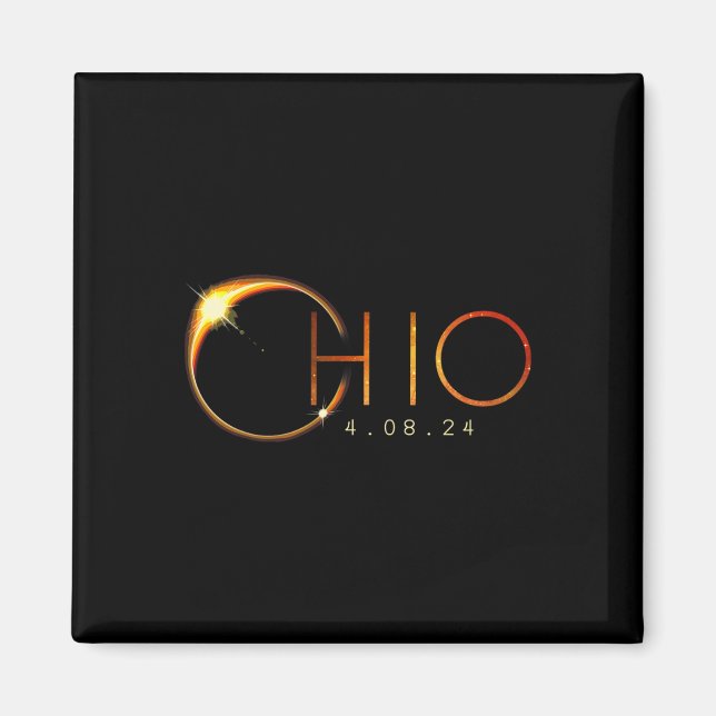 Imán Eclipse solar 2024 Eclipse solar total Ohio (Frente)