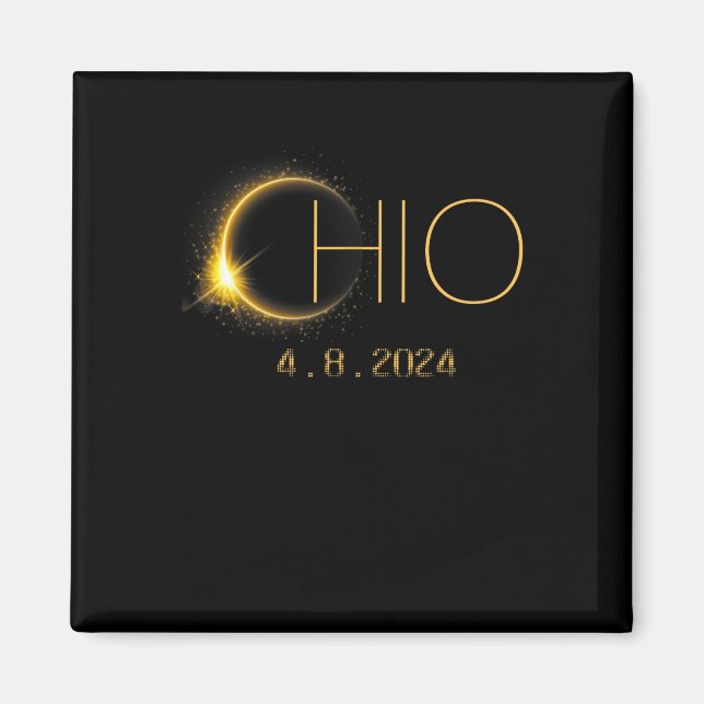 Imán Eclipse solar 2024 Eclipse solar total Ohio (Frente)