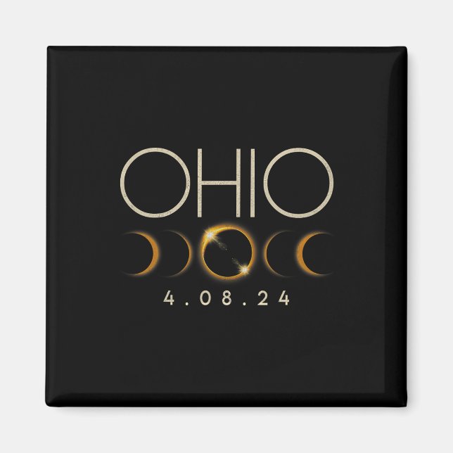 Imán Eclipse solar 2024 Eclipse solar total Ohio (Frente)