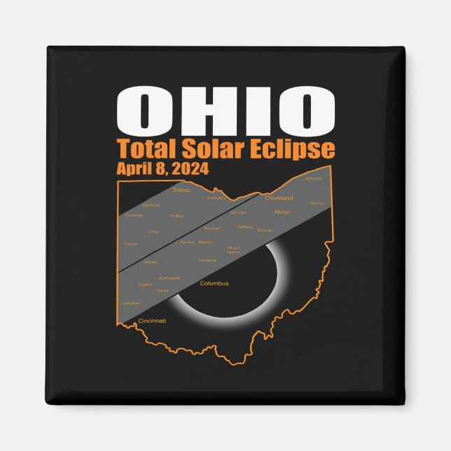 Imán Eclipse Solar 2024 Mapa Estatal De Ohio Ecli Solar (Frente)