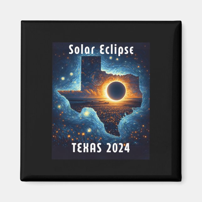 Imán Eclipse solar 2024 Noche estrellada (Frente)