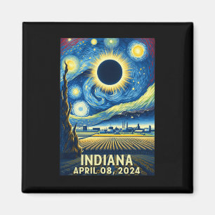Imán Eclipse solar 2024 Noche estrellada de Indiana