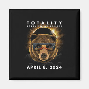 Imán Eclipse Solar 2024 Oso Con Gafas Eclipse