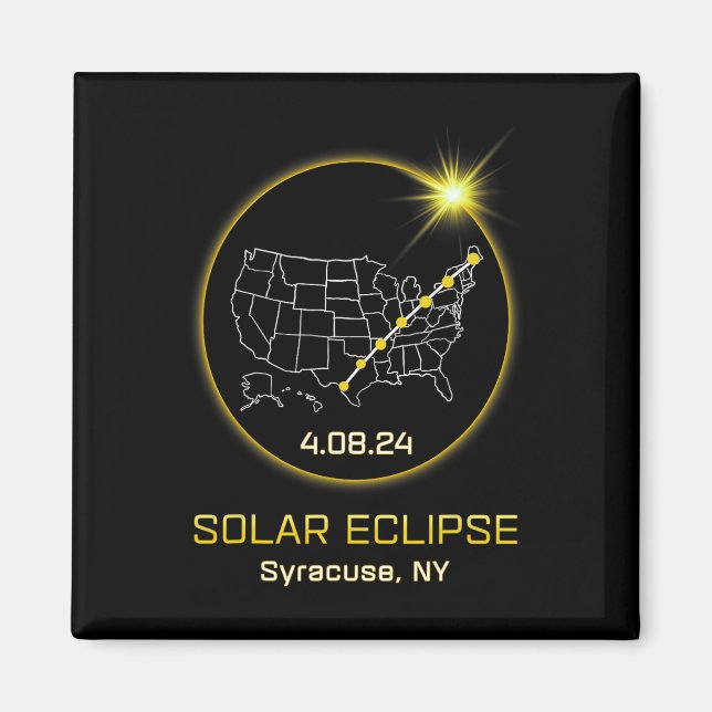 Imán Eclipse solar 2024 Syracuse Ny New York Totalidad  (Frente)