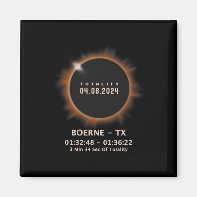 Imán Eclipse solar 2024 Totalidad 04.08.24 Texas Tx (Frente)