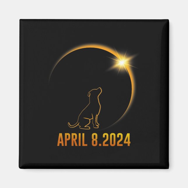 Imán Eclipse solar 2024 Totalidad de perro 1 (Frente)