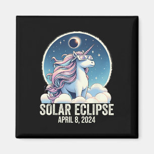 Imán Eclipse solar 2024 Unicornio con lentes de vidrio