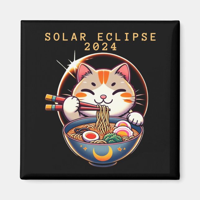 Imán Eclipse solar 8 de abril de 2024 Astronomía Gato K (Frente)