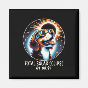 Imán Eclipse solar Beagle con lentes de gafas Mascota A