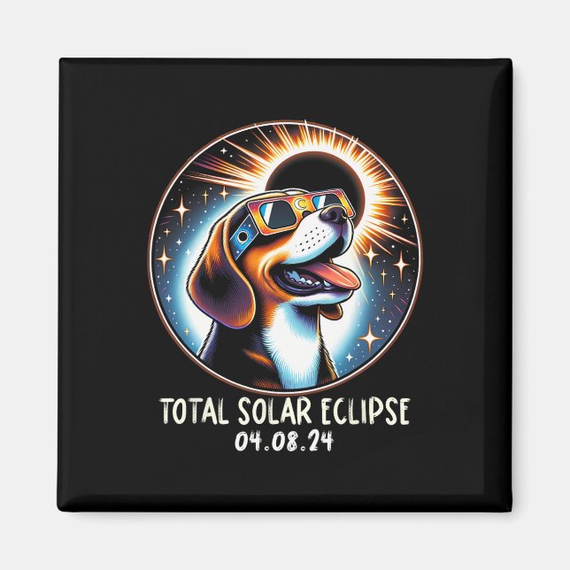 Imán Eclipse solar Beagle con lentes de gafas Mascota A (Frente)