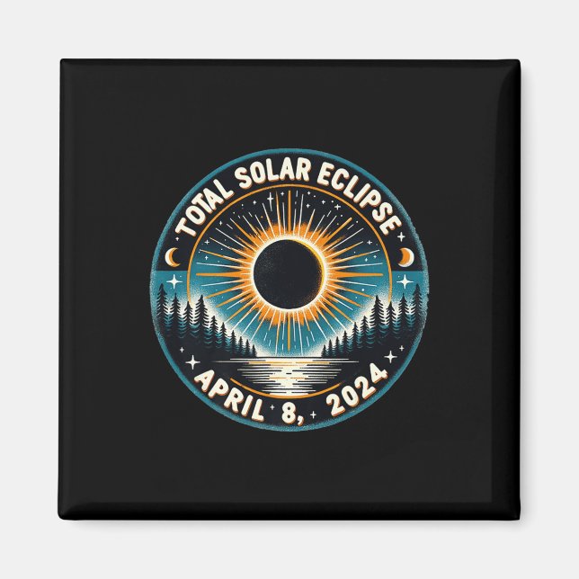 Imán Eclipse solar de astronomía vendimia 2024 eclipse  (Frente)