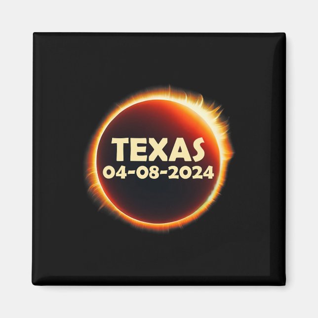 Imán Eclipse solar de Texas 2024 Abril 8 Totalidad de T (Frente)