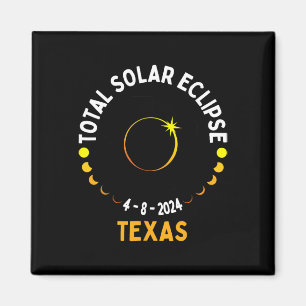 Imán Eclipse solar de Texas 2024 Fiesta Mapa total de E