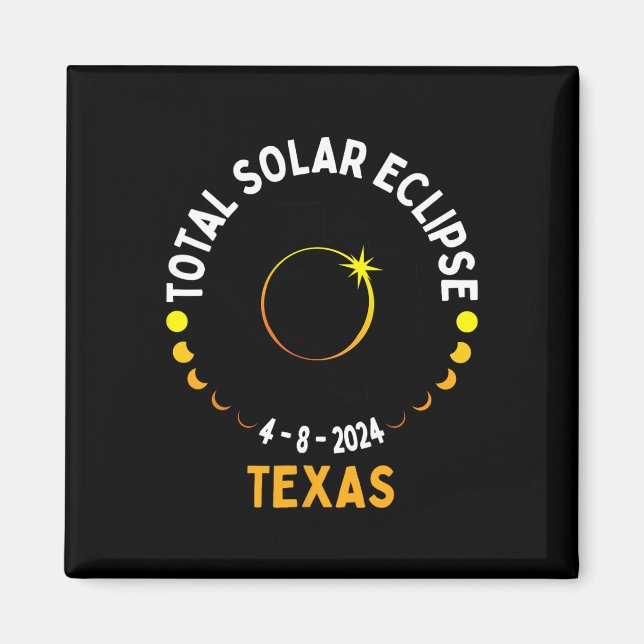 Imán Eclipse solar de Texas 2024 Fiesta Mapa total de E (Frente)