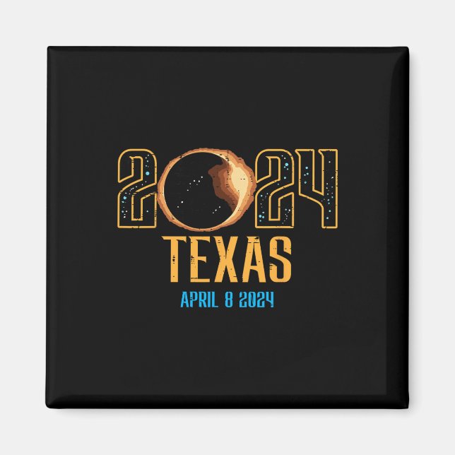 Imán Eclipse solar de Texas 2024 Totalidad Abril 8 Homb (Frente)