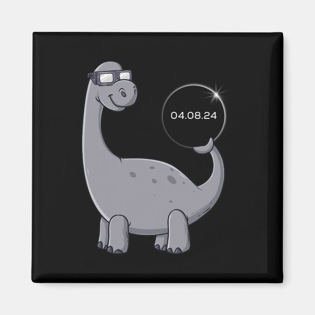 Imán Eclipse solar Dino 04.08.2024 Niño divertido Gir (Frente)