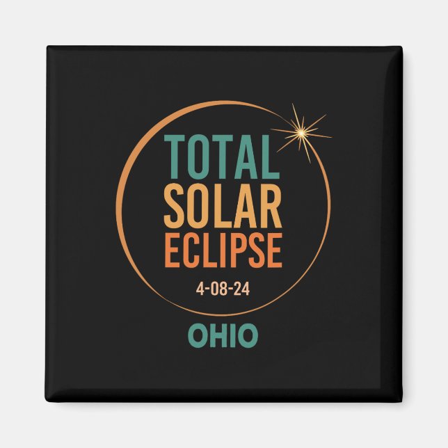 Imán Eclipse solar Ohio 8 de abril de 2024 Total (Frente)